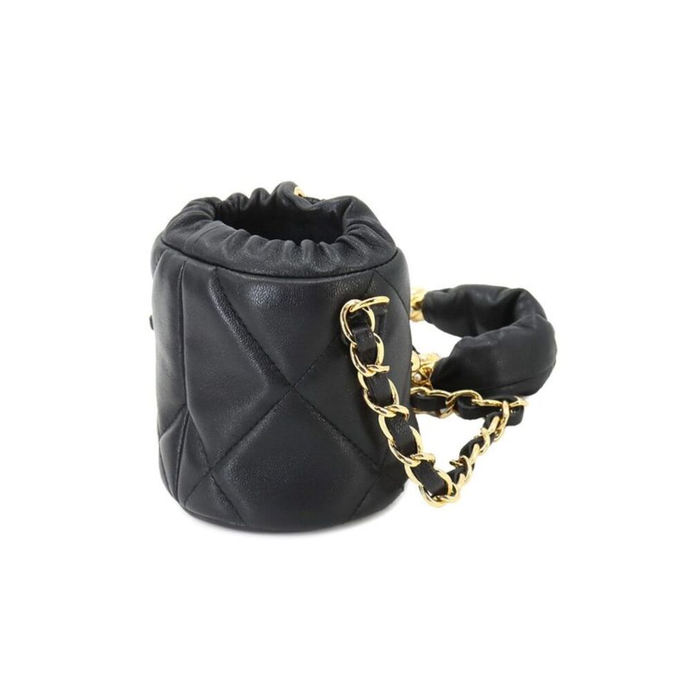 Pre Loved Chanel Leather Bucket Bag with Dust Bag and Guarantee Card Women Black - Picture 4 of 8
